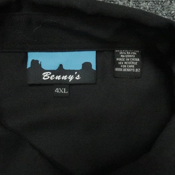 Bennys Shirt Men 4XL Black Pearl Snap Smile Pocket Vegas Casino Poker Western - Picture 3 of 10